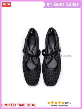 Mesh Ballet Flats Square Toe Buckle Strap Women's Comfort Shoes